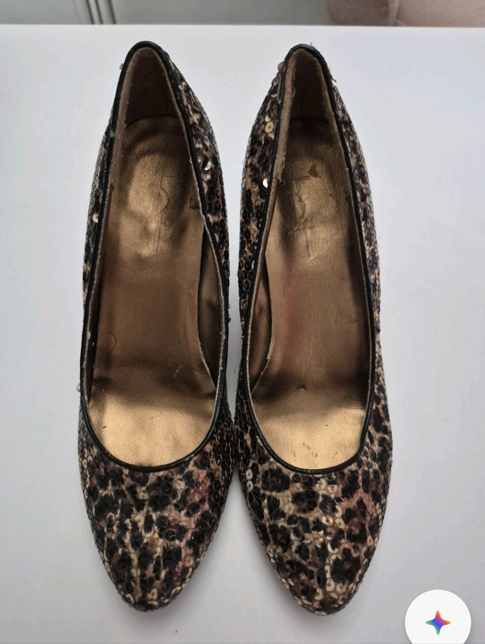 Forever 21 Sequin Cheetah Wedge Heels Sz 8